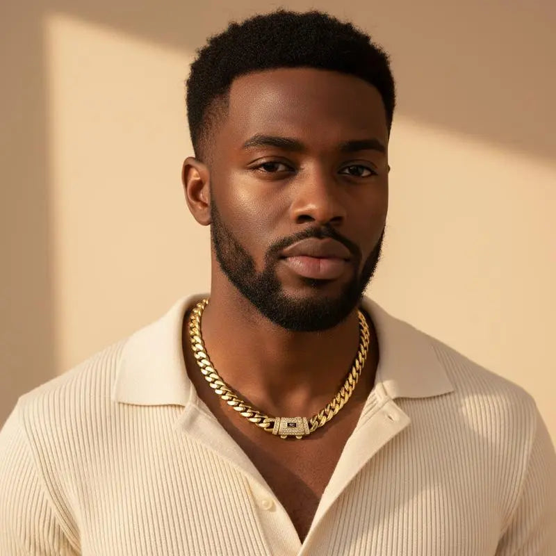 KingCuban Jewelry Set 2pcs 14K gold-plated Cuban necklace and bracelet, new anti-rust technology, comfortable to wear and non-allergic. 6mm/8mm/10mm/12mm/14mm can be selected. Suitable for leisure, business, entertainment and any other occasions