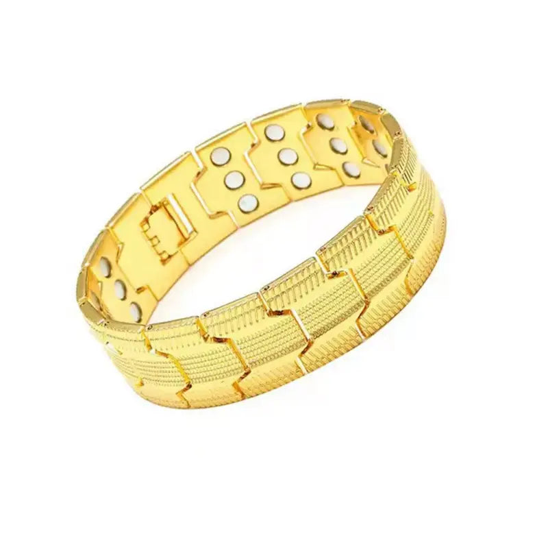 KingCuban Jewelry 14KGold Bracelet for Men, 3X Ultra Strength MagneticBracelets,99.99% Pure Copper with 3500 Gauss