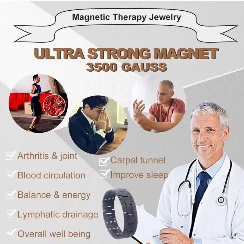 KingCuban Jewelry 14KGold Bracelet for Men, 3X Ultra Strength MagneticBracelets,99.99% Pure Copper with 3500 Gauss